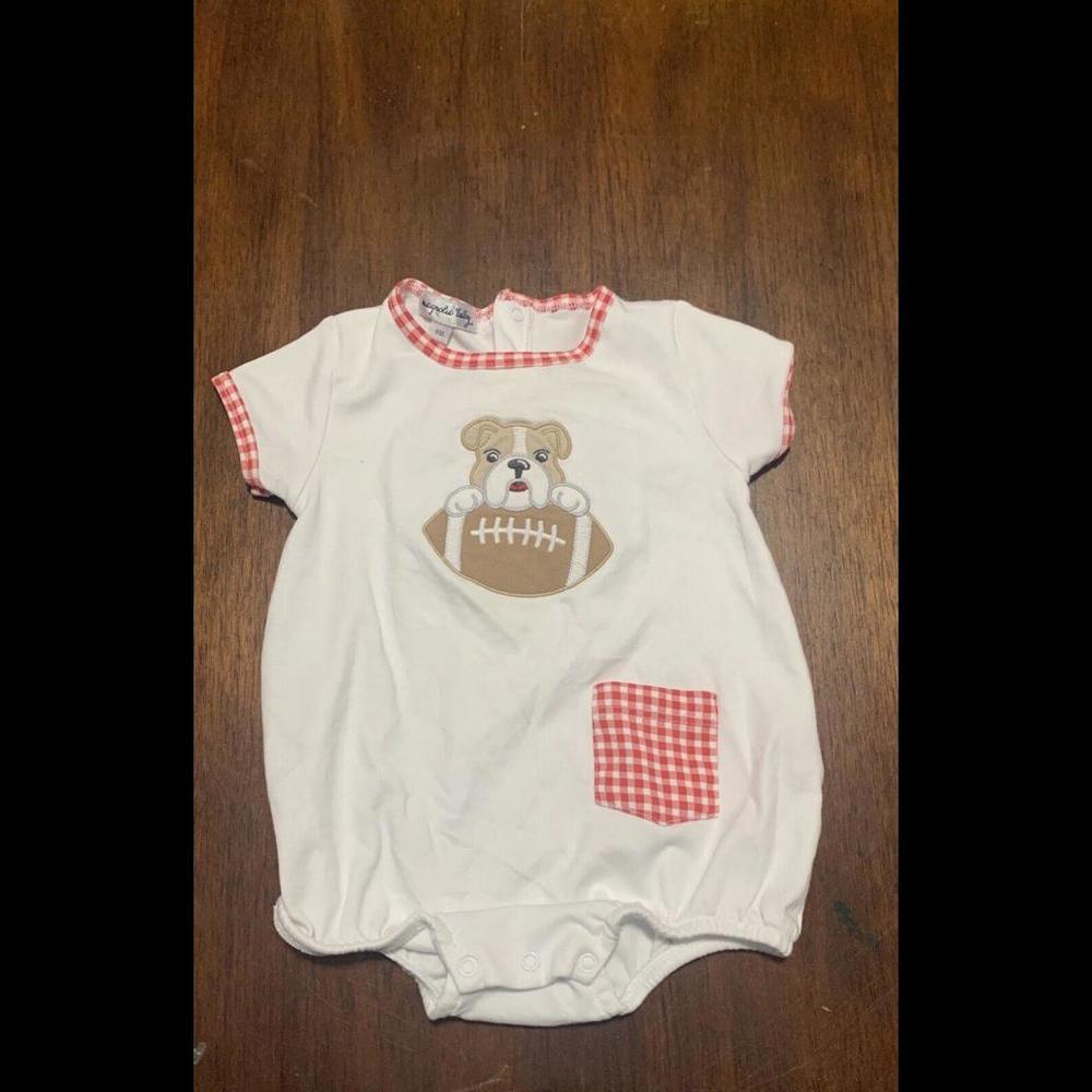Magnolia Baby Bulldog Football Appliqué Boy Bubble